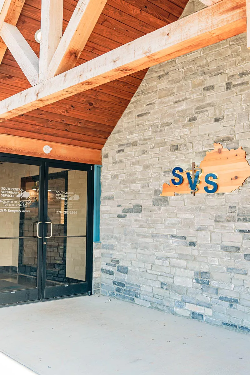 glass front doors of Southcentral Veterinary Services